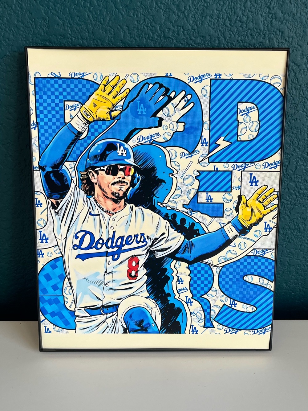 Los Angeles Dodgers Baseball by Enrique "Kiké" Hernández MLB Poster Print 8x10